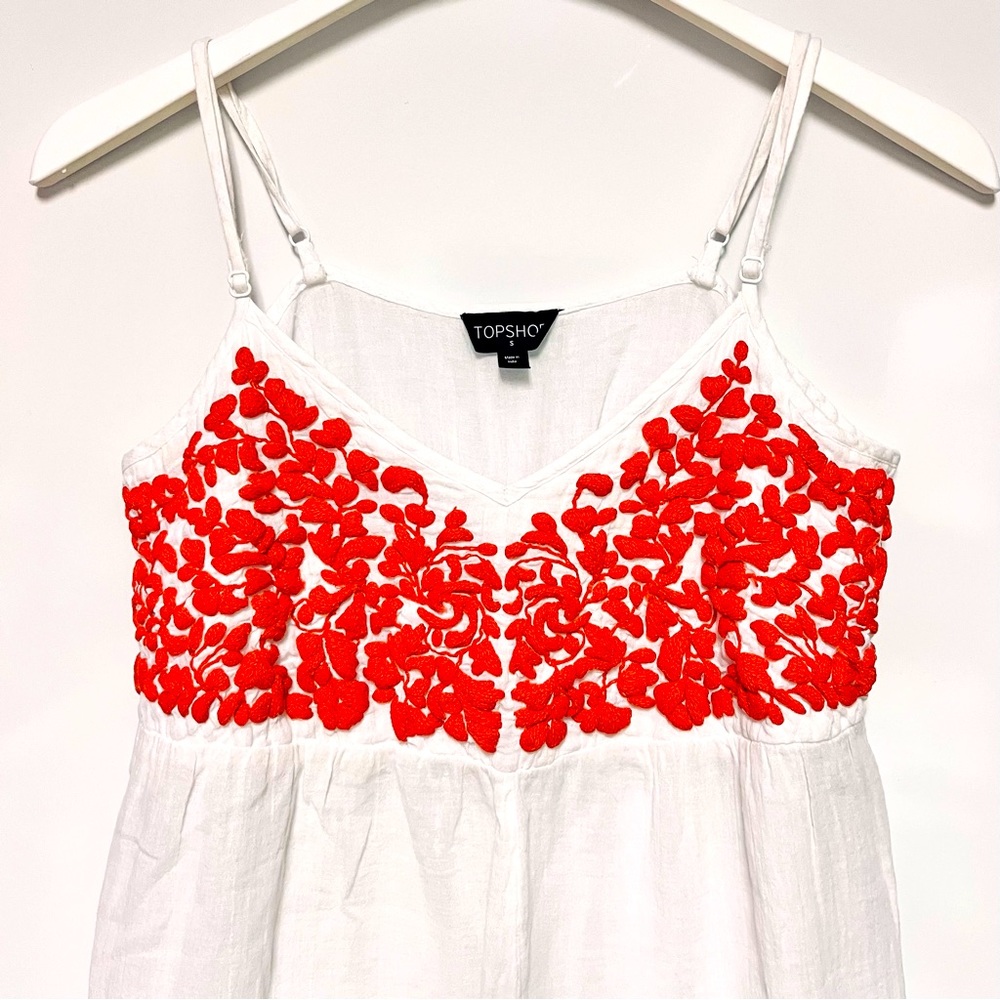 Topshop White Embroidered Bohemian Cotton Romper Jumper Size Small 4/6 - Picture 7 of 10
